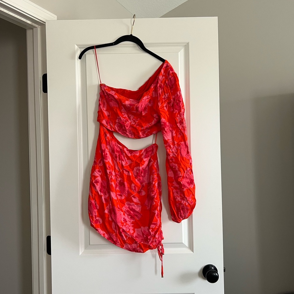 Olivaceous One Shoulder Red Dress
